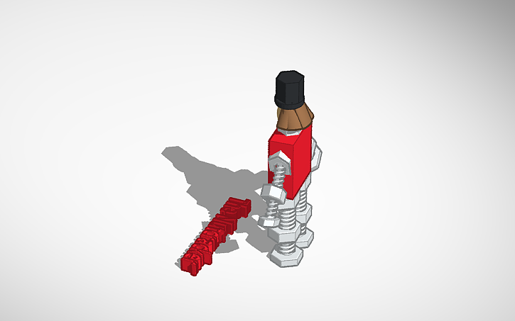 3D design The Nutcracker made out of nuts,bolts and wood - Tinkercad