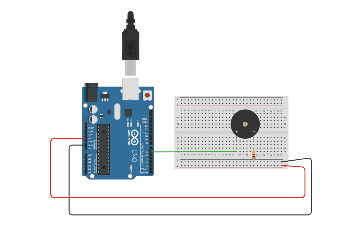 Circuit design Interfacing piezo buzzer with arduino - Tinkercad