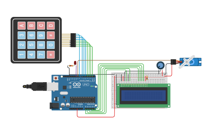 Circuit design password based door lock system using arduino - Tinkercad