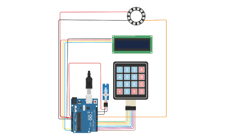 Circuit design Arduin controlling Door and Light - Tinkercad