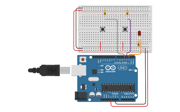 Circuit design pull down y pull up - Tinkercad