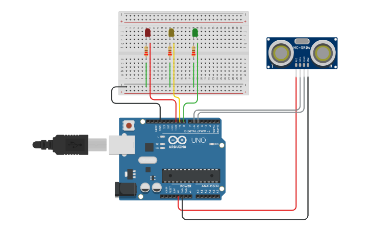 Circuit design sensore con led - Tinkercad