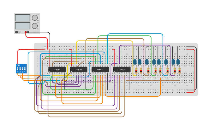 Circuit design 3x8 Decoder - Tinkercad