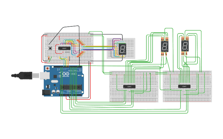 Circuit design Counter 0 to 999 - Tinkercad