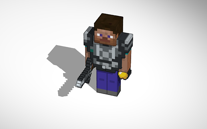 3D design Minecraft Steve w Netherite Armor - Tinkercad