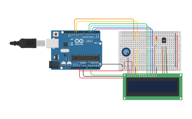 Circuit design Sensor de Temperatura con LCD - Tinkercad