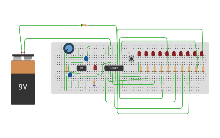 Circuit design LED CHASER - Tinkercad