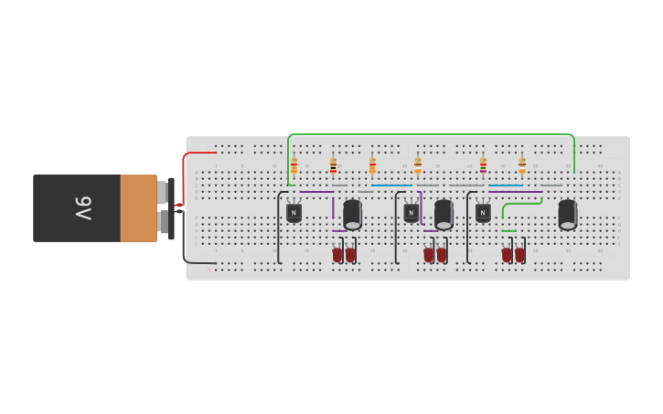 Circuit design Super LED Chaser - Tinkercad