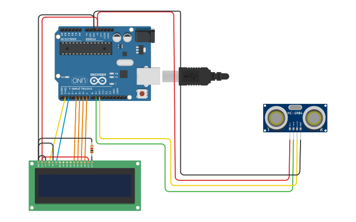 Crumble Distance Sensor Code Circuit design Ultrasonic Distance Measurement Sensor - Tinkercad