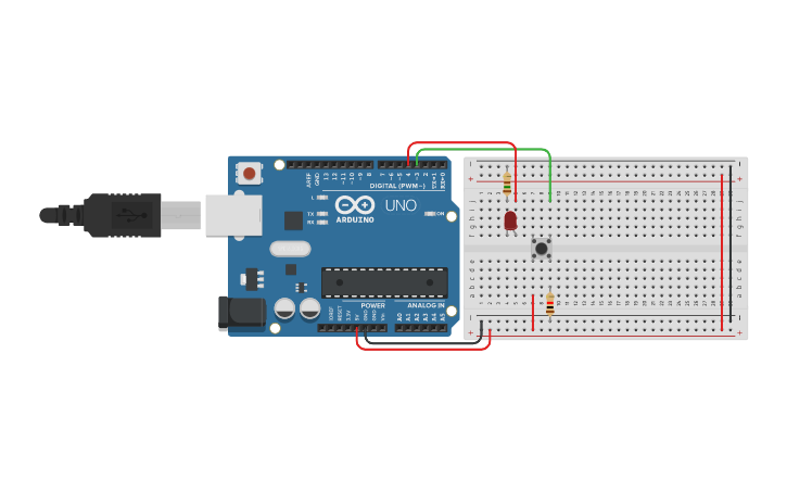 Circuit design Resistor Pull Down - Tinkercad