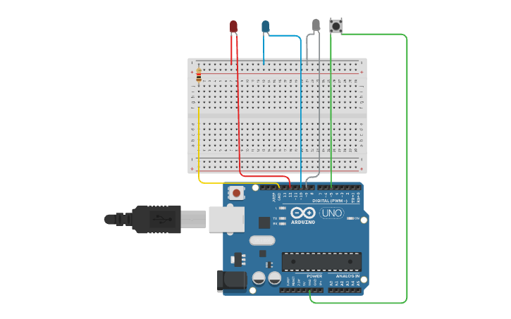 Circuit design Switch case LED - Tinkercad