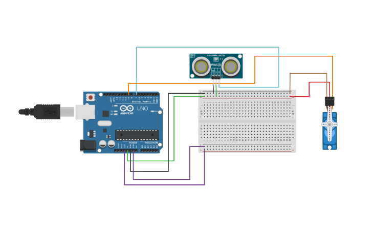 Circuit design Ultrasonic Sensor Servo Motor - Tinkercad