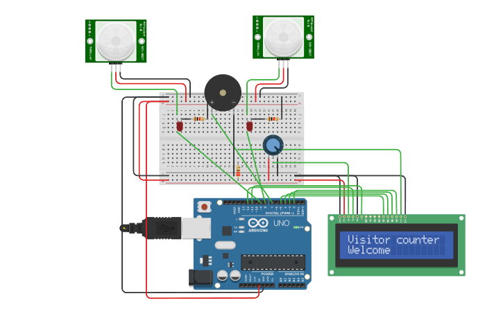 Visiting Counter Led Sensor Project Circuit design Bidirectional Visitor Counter using Human Detection ...