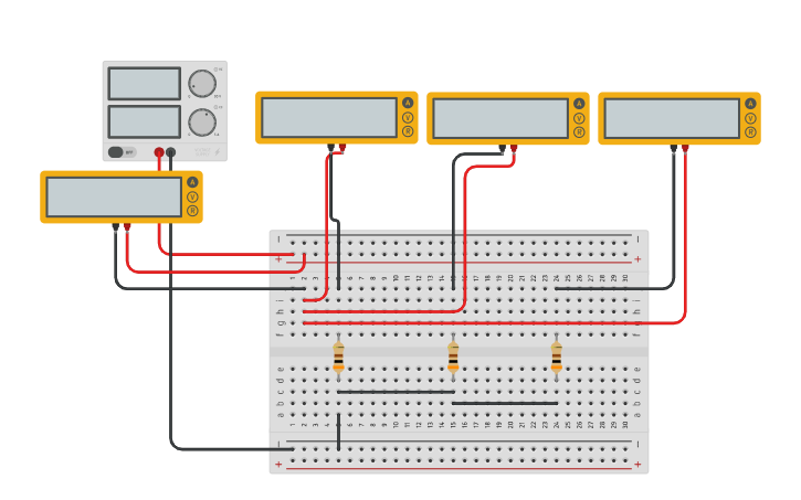 Circuit design Parallel Resistor Circuit – Current Measurement - Tinkercad