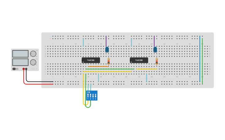 Circuit design Half Adder - Tinkercad