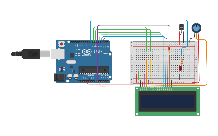 Circuit design Sensor de temperatura - LCD - Tinkercad