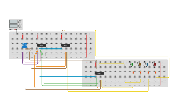 Circuit design 1:4 demux - Tinkercad