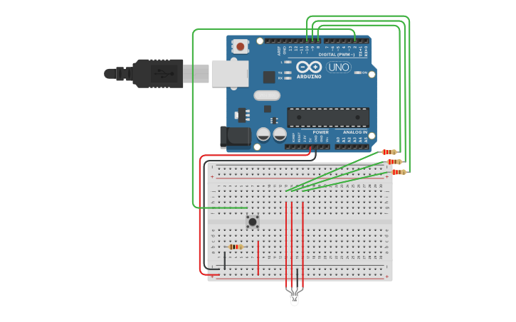 Circuit design LED RGB - Tinkercad