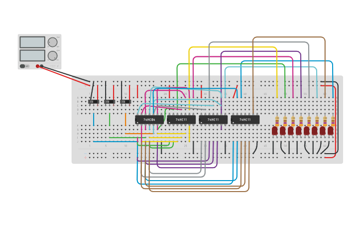 Circuit design 3-to-8 line decoder - Tinkercad