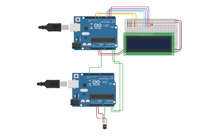 Circuit design Barramento I2C - LCD 16x2 - Tinkercad