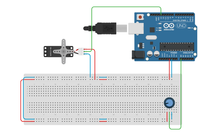 Circuit design servo potentiometer - Tinkercad
