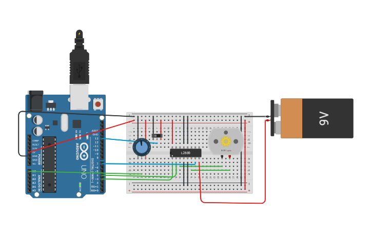 Circuit design Robotic motion control using arduino - Tinkercad