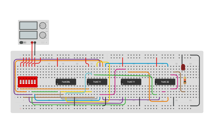 Circuit design 4X1 MUX using logic gates - Tinkercad