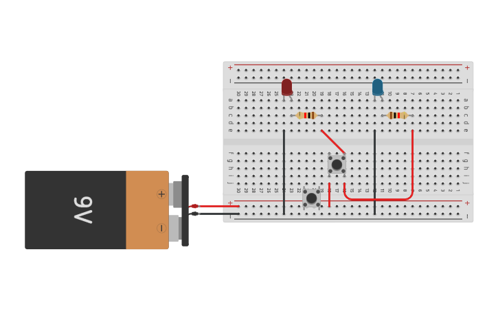 Circuit design Pulsador y Led - Tinkercad