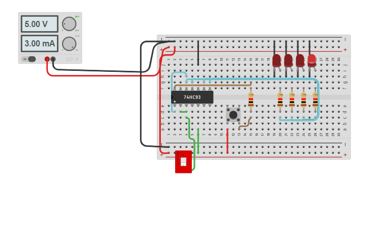 Circuit design Ripple counter - Tinkercad