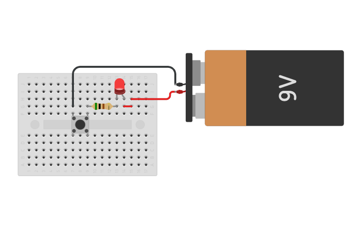 Circuit design Led básico + pull down - Tinkercad