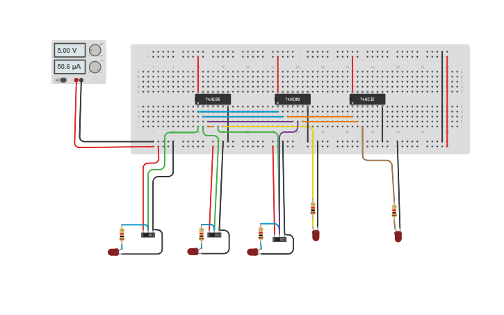 Circuit design Full adder - Tinkercad