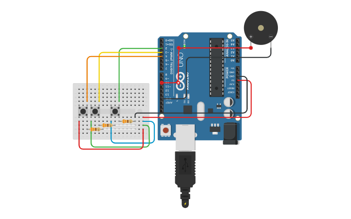 Circuit design 5-PROYECTO 2 Al ritmo de los beats - Tinkercad