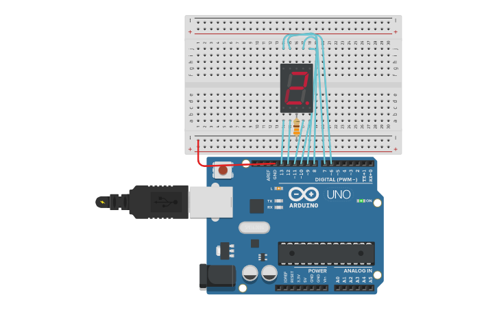 Circuit design 7 Segment Display - Tinkercad