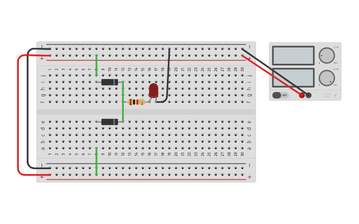 Circuit design OR Gate Using DRL - Tinkercad