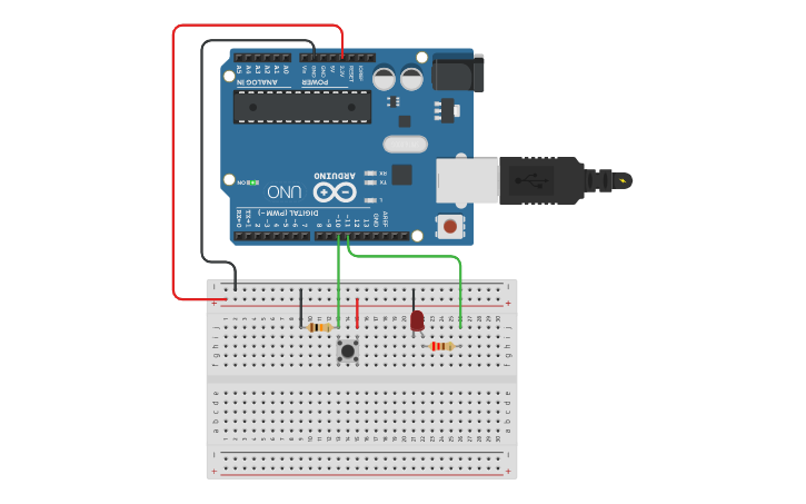 Circuit design Encender led con interruptor - Tinkercad