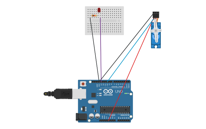 Circuit design Led_Blink_Server Motor - Tinkercad