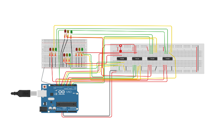 Circuit design Traffic Light Controller - Tinkercad