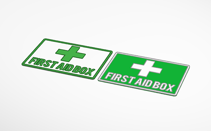 3D design First Aid Box - Sign 210x150mm - Tinkercad