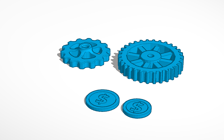 Cad Rendered 3 Cogs 3D design Cogs - Tinkercad