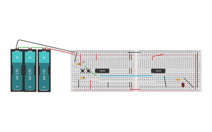 Circuit design pull up y pull down down compuertas AND Y OR - Tinkercad