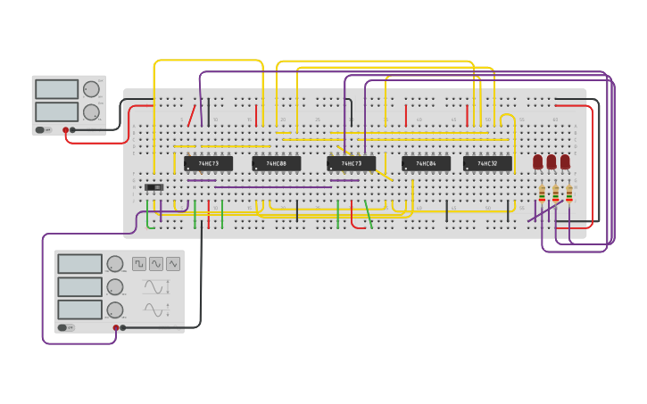 Circuit design B420062 3 Bit Synchronous up/down counter - Tinkercad