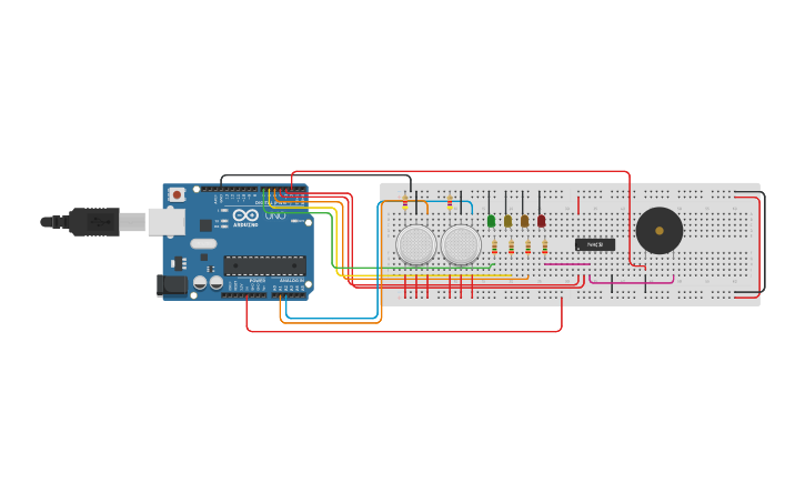Circuit design Arduino - Detector de gases - Tinkercad