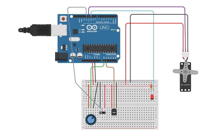 Circuit design Temperature and Humidity sensor - Tinkercad