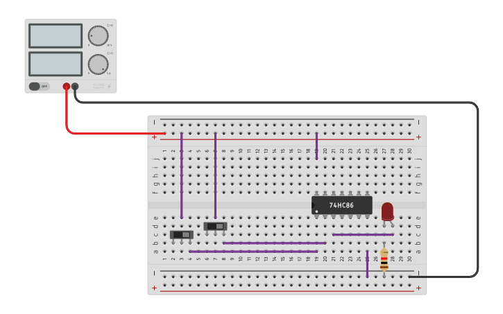 Circuit design XOR Gate - Tinkercad