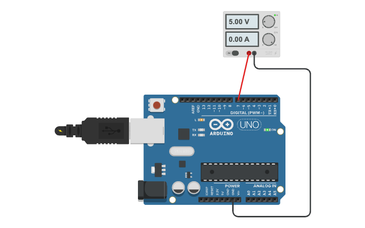 Circuit design Connect Power Supply to Arduino - Tinkercad