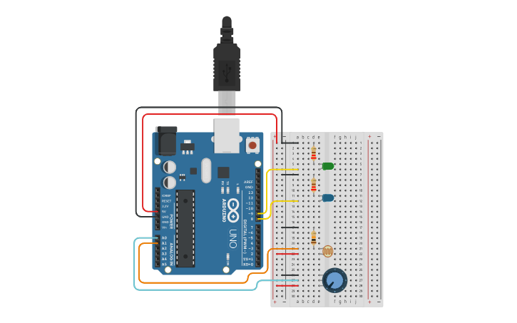 Circuit design Adaptive Sensor System Implementation - Tinkercad