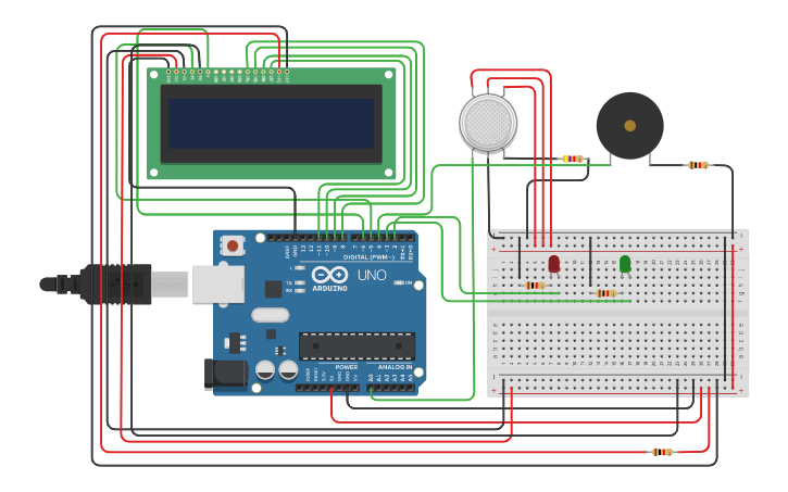 Circuit design Arduino Gas Detector - Tinkercad