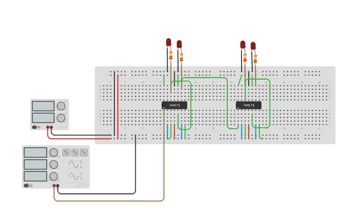 Circuit design asynchronous counter - Tinkercad