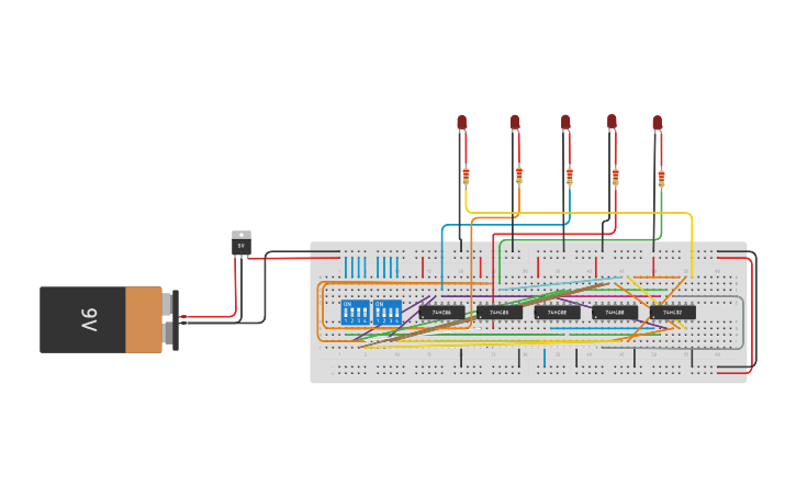 Circuit design Sum 4 bits - Tinkercad