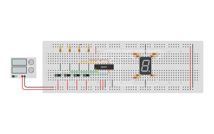 Circuit design 7 Segment Display (Decoder) - Tinkercad